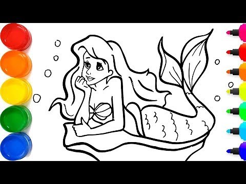 Cara Menggambar Putri Duyung Ariel Yang Berkilauan untuk anak-an | Cara Mewarnai Putri Duyung Ariel
