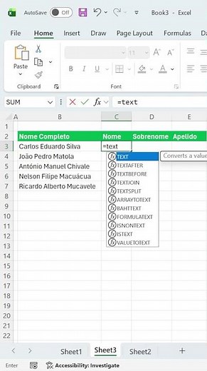 Use the split text formula in Excel.