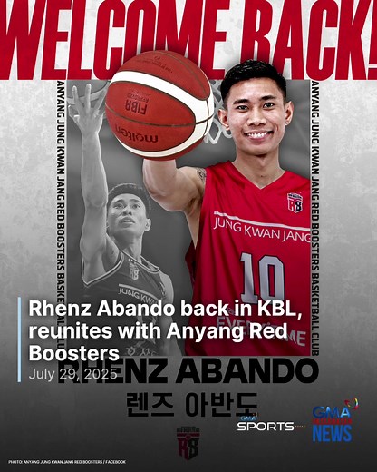 Rhenz Abando Returns to Anyang Red Boosters in KBL
