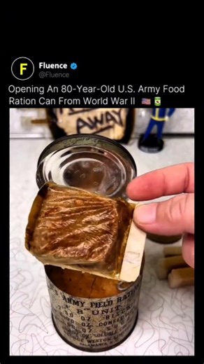Fluence on Instagram: "During World War II, the U.S. Army issued C-Rations to soldiers operating in combat zones where fresh food was unavailable. The can shown here is a B-Unit Field Ration, produced in the United States in the early 1940s, typically containing biscuits, sugar, and soluble coffee to support soldiers during extended missions. Designed for durability and long shelf life, these rations played a crucial role in sustaining American troops across Europe and the Pacific. Today, unopen