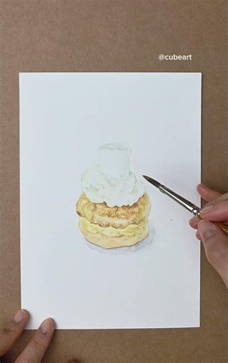 겨울 눈사람 스콘 수채화 #Shorts #취미미술 #일러스트 #수채화 #미술 #디저트 #손그림 # 음식일러스트