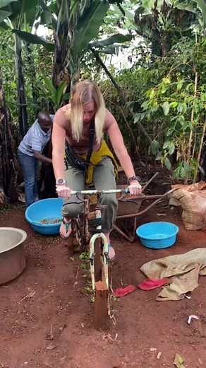 Manual Coffee Depulping Process at Sipi Falls