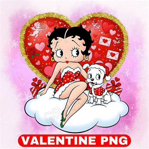Valentine's Day Betty Boo PNG - Girl Betty Valentine Clipart - Valentine Shirt Design - Digital Download - Etsy