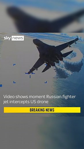 A Russian fighter jet collided with the drone in international airspace, causing it to crash, the US has said. Moscow has denied this, saying the drone was crashed because it had been attempting “sharp manoeuvres”. Now, in an apparent attempt to disprove Russia’s claims, the US Air Force has released this footage purportedly from the crash 🔗 Link in bio to read more #Russia #US #USA #UnitedStates #fighterjet #jet #crash #drone #drones | Sky News