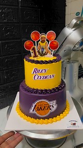 Lakers theme cake🏀 #cakedesign #homebaker #bakermom #customizedcake #cakes | Shiella May Francisco