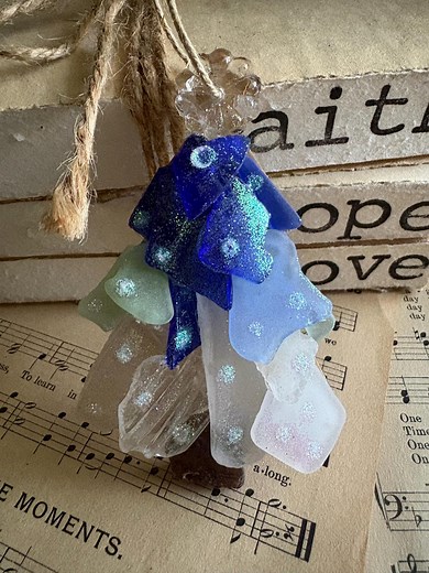 Handmade Sea Glass Christmas Tree Ornament - 4" Beach Found Treasure - Etsy