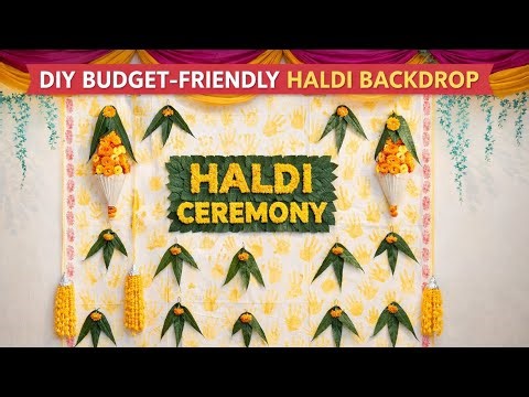 DIY Budget-Friendly Haldi Backdrop | Easy Decoration with Leaves, Flowers & Paper #crafternik #diy