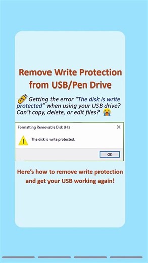 Remove Write Protection from Your USB/Pen Drive