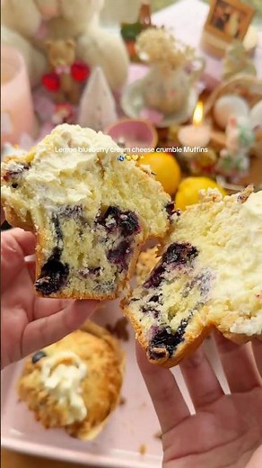 Lemon blueberry cream cheese muffins 🫐 #baking #muffins #dessert