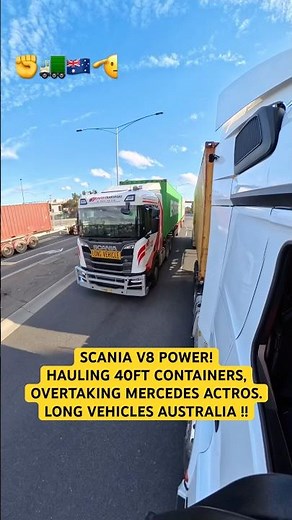 Day169 of year 2026. SCANIA V8 R560 A-Double Long Vehicle Overtaking Mercedes Benz Actros Semi Truck