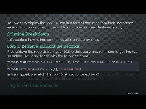 How to Get Data in an Organized Form from SQLite in Discord