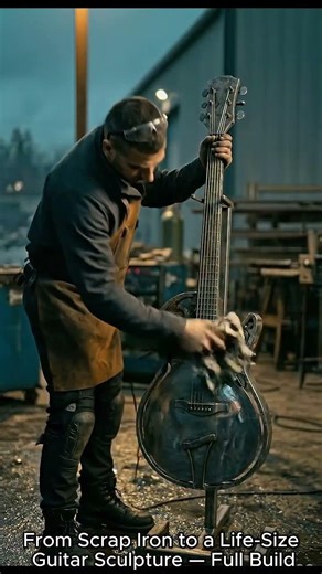 From Scrap Iron to a Life Size Guitar Sculpture #metalworking #welding #fabrication