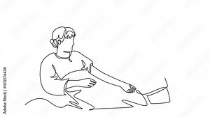 Self drawing animation single line draw helpful female doctor or nurse giving antibiotic injection to sick patient while lying in bed. Medical health care. Continuous line draw. Full length animated