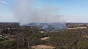 WATCH: Drone footage of large wildfire in Owings Mills. | WMAR-2 News Baltimore | Facebook