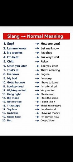 slang vs Normal meaning