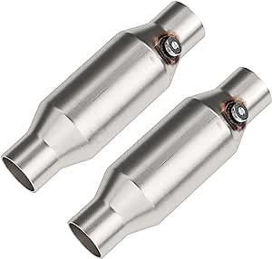 ASOPARTS 2.25" Universal Catalytic Converter, 2.25" Inch Inlet/Outlet Cat Converter with O2 Port (2 Pcs)