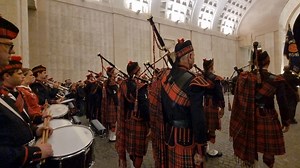 The Pipe and windband of Belgian Limburg performed a traditional tune nearby the Meningate. | We Love Pipe Bands