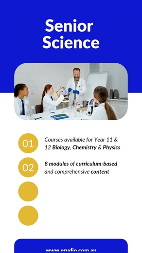 Feeling overwhemed by your Senior Science curriculum? Gain clarity and confidence with our Senior Science courses, available for Biology, Chemistry, and Physics. 🧪🧫🧬 Each course contains 8 modules of curriculum-based, engaging content to help you understand every detail for exam success. 👉 Learn more and enrol today at www.erudio.com.au/stem #C3Education #StudyHelp #TutoringHelp #SeniorScience #SeniorBiology #SeniorChemistry #SeniorPhysics #HSCScience #VCEScience #QCEScience #ScienceHelp #On