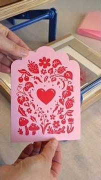 Love themed, linoprinted greeting card