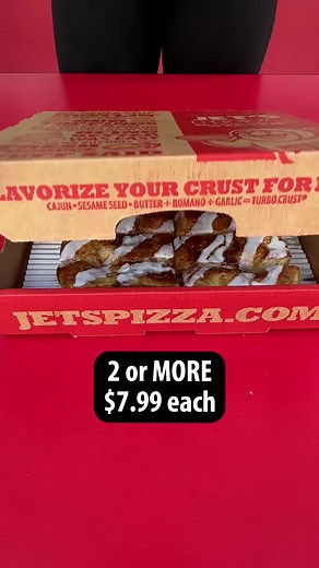 Two or more for $7.99 each. Enjoy a 4 Corner, Medium Hand-Tossed Round, small salad, Jet’s Boat®, bread, or dessert. | Jet's Pizza