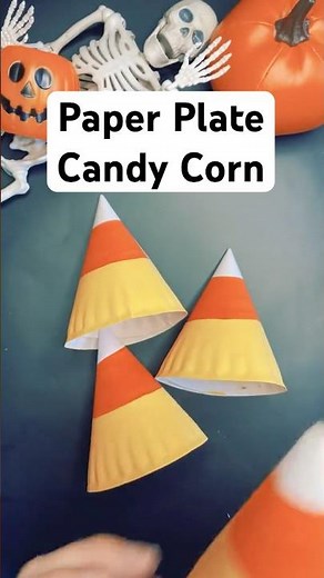Easy Paper Plate Candy Corn Craft for Kids | Fun Halloween Decoration, Party Hat, or Boo Basket Idea