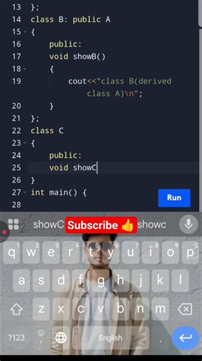 single+multiple inheritance (hybrid inheritance) in C++ #coding #pythonanddjangofullstackwebdevelope