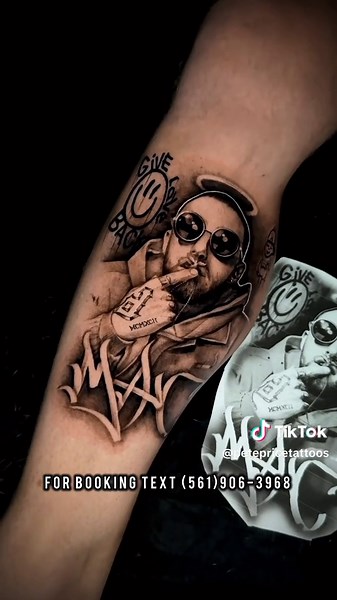 FOR TATTOO BOOKING TEXT (561)906-3968 Mac Miller Portrait Tattoo #Tattoo #tattoos #tattooartist #blackandgreytattoo #realismtattoo