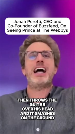 The Webby Awards on Instagram: "Relive Prince's moment onstage at the #Webbys with Jonah Peretti, CEO and Co-Founder of @buzzfeed 🎸🏆🌟 ㅤ Follow and stay turned for more of his reflections on and experiences building the media company in our newest series: The Webby 30 In Conversation! Read our full interview on our website, link in bio. ㅤ #webbyawards #thewebby30 #webby30 #buzzfeed #jonahperetti #Internethistory #iconic #internet #prince"