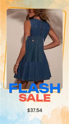 Button Decor Sleeveless Denim Dress