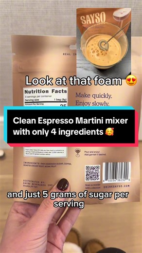 Don’t sacrifice on taste or compromise on ingredient quality when you don’t have to! You can be your own bartender in 30 seconds with our genius mixer sticks. No need to worry about having an espresso machine at home. 🥰 Now this is truly restaurant-quality with 4 ingredients and only 5g of sugar per serving. We can’t wait for you to try them! #espressomartini #makeathome #diy #martini #bartender