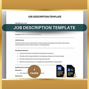 Job Description Template for Small Business Use: HR Hiring (printable PDF, Editable Word & Google Docs) - Etsy