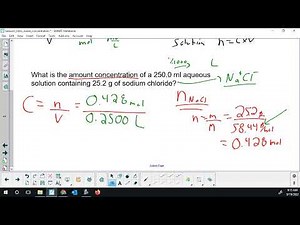 Chemistry 20 - Calculating amount concentration from mass of solute