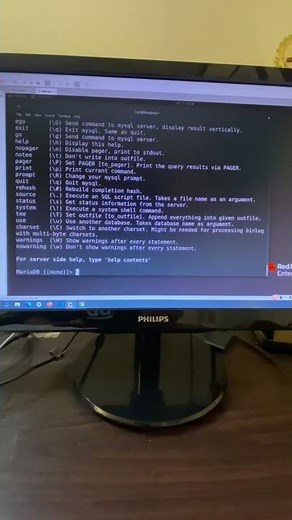 MariaDB help command, Red Hat Enterprise 8 Linux Tutorial 19