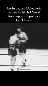 —June 22, 1937: A crowd of 65,000 at Comiskey Park in Chicago watched Joe Louis became the 1st African-American World heavyweight champion since Jack Johnson. Louis dethroned James Braddock, knocking out "The Cinderella Man" in the 8th round. Braddock was able to knock Louis down in round 1, after that, he could accomplish little. The Brown Bomber's victory was a seminal moment in African American history. Thousands of African Americans stayed up all night across the country in celebration. Note