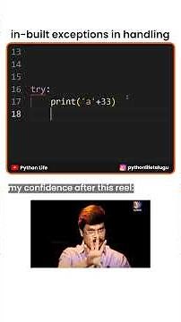 Inbuilt Exception Handling in Python Telugu