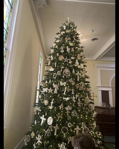 How wonderful that the cherished tradition of decorating the Chrismon tree was carried on by the Benton-Hooks and the Stewart-Pike circles on Monday 11/24/25. Chrismon ornaments are Christian symbols, typically handmade in white and gold, used to decorate evergreen trees during the Christmas season to tell the story of Jesus Christ. Their dedicated work helps bring a beautiful and sacred focus to the Advent and Christmas seasons. | Fremont United Methodist Church