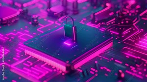 A padlock secured on a circuit board, symbolizing data encryption and security measures, Designing a secure data storage system with multiple layers of protection