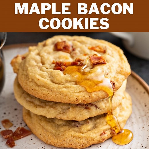 MAPLE BACON PANCAKE COOKIES: https://thenovicechefblog.com/maple-bacon-pancake-cookies/ These Maple Bacon Pancake Cookies turn your favorite breakfast flavors into one amazing sweet and salty cookie. Each of these giant cookies has a soft and buttery center and is filled with crispy bacon and maple flavor. #Cookies #Bacon | The Novice Chef
