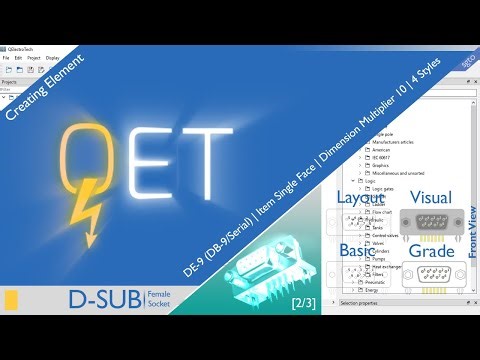 QET QElectroTech, Creating Element : D-Sub DE-9 (DB9/Serial) | Item Single Face (2/3)