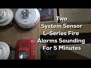 Two System Sensor L-Series Fire Alarms Sounding for 5 Minutes