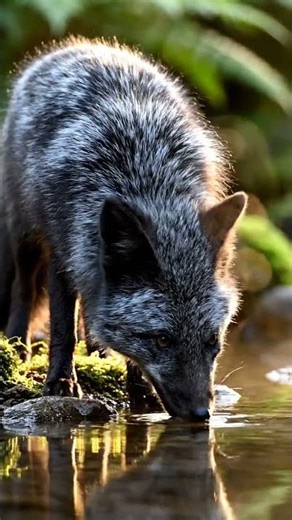 Wild Fox Drinking from a Forest Stream | Peaceful Survival Moment 🦊🌿