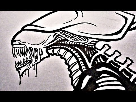 How To Draw XENOMORPH ALIEN QUEEN Head