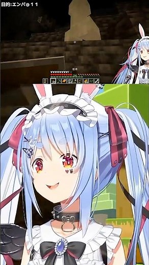 Pekora screams when Creeper suddenly explodes above her (Minecraft) [Hololive/clip]