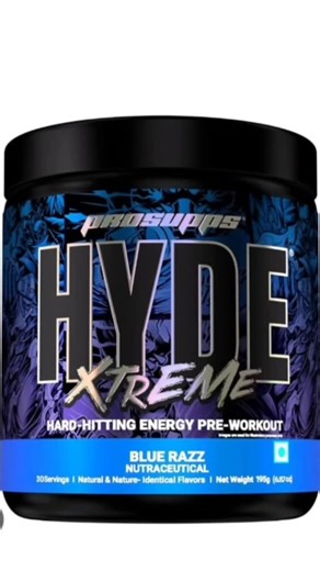 Aakanksha on Instagram: "ProSupps Hyde Xtreme Pre Workout is a high-stim pre-workout supplement designed to: ✅ Explode energy levels ✅ Improve focus & motivation ✅ Boost strength & endurance ✅ Increase muscle pumps & vascularity 💥 It’s built for hardcore training sessions, heavy lifting, HIIT, and anyone who wants serious intensity in the gym. ￼ ⸻ 🧪 Key Ingredients & Effects (Formulas vary slightly by region, but core ingredients remain the same) 🔥 High Caffeine Matrix (up to ~420mg) — rapid 