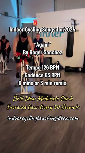 Indoor Cycling Songs for 2024 “Again” By Roger Sanchez Tempo 126 BPM Cadence 63 RPM 6 mins or 3 min remix #indoorcyclingsongs #spinsong #indoorcyclinginstructor #indoorcyclinginstructortips #spinclass #againrogersanchez #getyourshitandgo