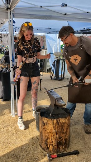 1.3K views · 21 reactions | 15 seconds of Blacksmithing goodness to reset your algorithm  We love teaching new people this craft and keeping the legacy alive! #blacksmithing #teaching #hammer #anvil | FlatlineKnives | Facebook