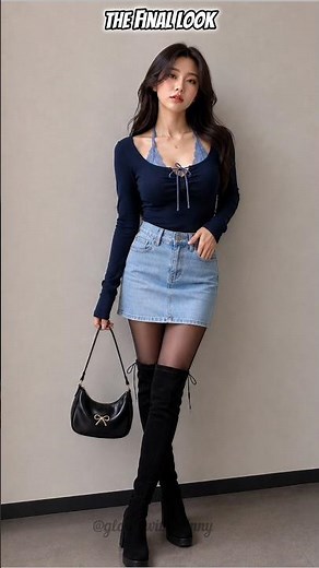 Dark Feminine Outfit Inspo 🖤 | Mini Skirt + Knee High Boots#fashion #ootd #ootdguide #outfit #style