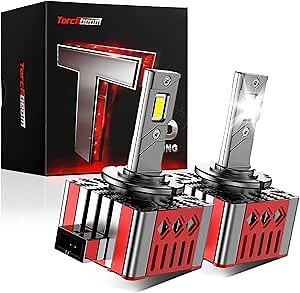 Torchbeam D1S D1R HID Bulbs, 22000LM 6000K Cool White 45W Xenon Bulbs, 66144 66140 85140 85415 Bulbs for HID Assembly Bulb, Pack of 2