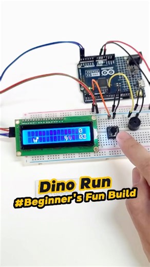 SunFounder Maker Education on Instagram: "Chrome Dino Game on a 16x2 LCD?! 練#ArduinoGame #DinoRun #LCDProject #16x2LCD #ChromeDino #DIYGaming #MakerChallenge #ArduinoFun #MicrocontrollerGame #RetroDisplay #TechDIY #CodingProject #STEMLearning #GameDevArduino #ElectronicsForKids"