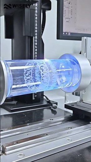 UV Laser Engraving Continuous Patterns on Glass | Wine Cup Rotary Device Demo #uvlaser #glassart